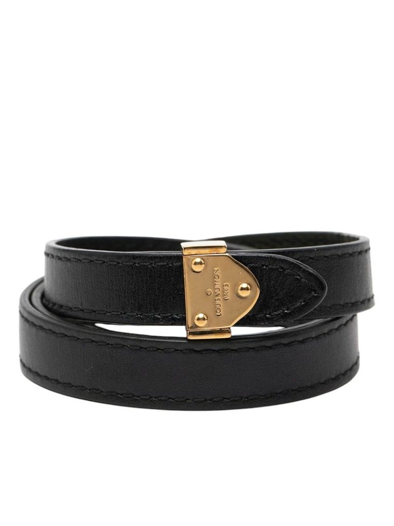 Louis Vuitton Bracelet Black Leather